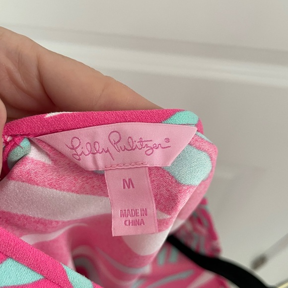 Lilly Pulitzer Sabrina Shift Sleeveless Dress Pink Teal White Size Medium.  20 - Picture 5 of 7